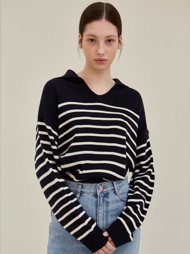 Sailor Collar Stripe Knit_Navy - YAN13 - Modalova