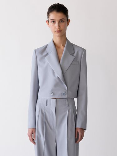 Double Button Cropped Jacket (Blue) - LE - Modalova