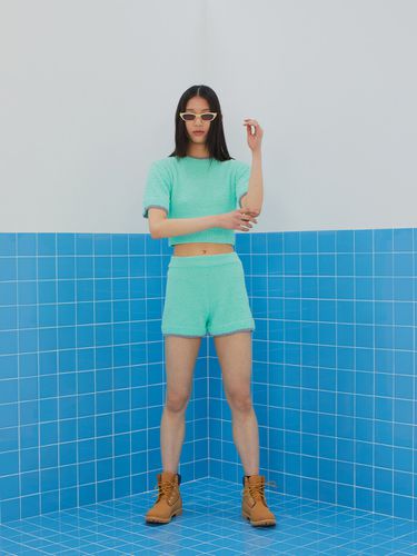 Boucle Knit Short Pants (Mint) - INSTANTFUNK - Modalova