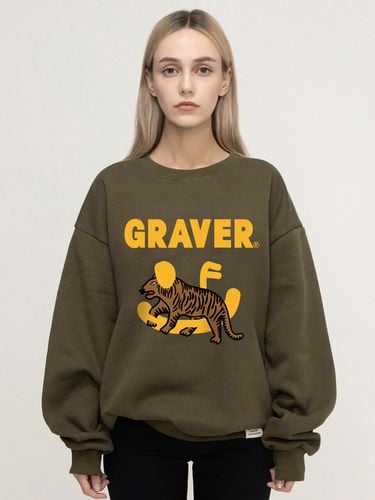 Smile Drawing Leopard Sweatshirt_Khaki - GRAVER - Modalova