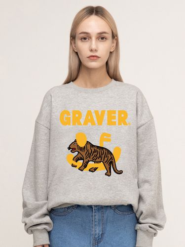 Smile Drawing Leopard Sweatshirt_Grey - GRAVER - Modalova