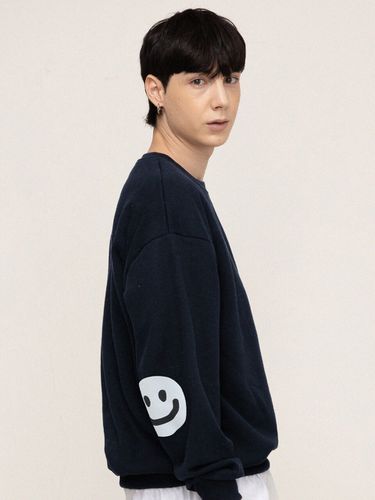 Elbow Drawing Dot Smile Sweatshirt_Navy - GRAVER - Modalova