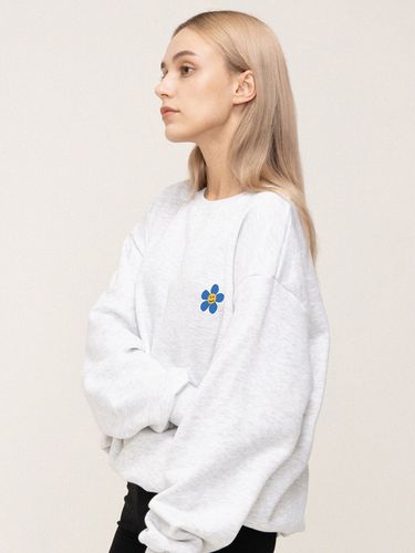 Blue Flower Dot Smile Logo Sweatshirt_MelangeWhite - GRAVER - Modalova