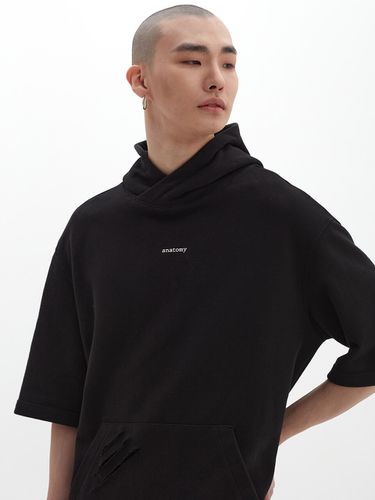 Damaged Hooded Half Sleeve T-shirt - DGNAK12 - Modalova