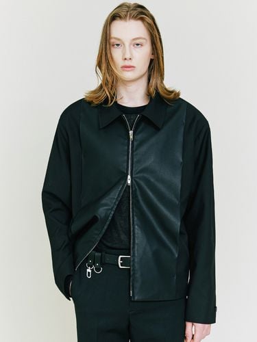 Faux Leather Layered Blouson Jacket - S SY - Modalova