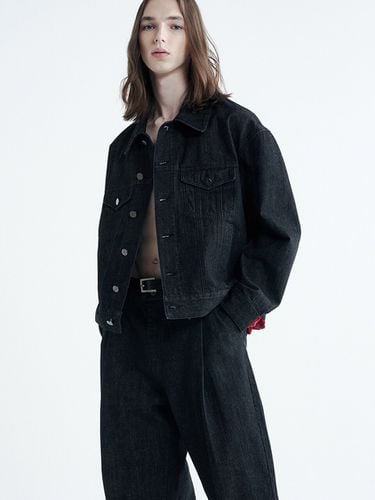 Overfit Cropped Denim Jacket_Black - NOIRER - Modalova