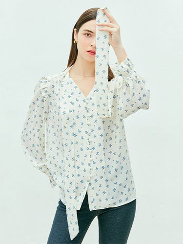 Floral Printing Tie Blouse _ Yellow - Near&Dear - Modalova