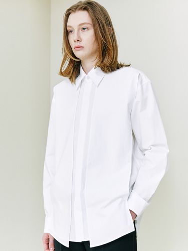 Layered Panel Cotton Shirt White - S SY - Modalova