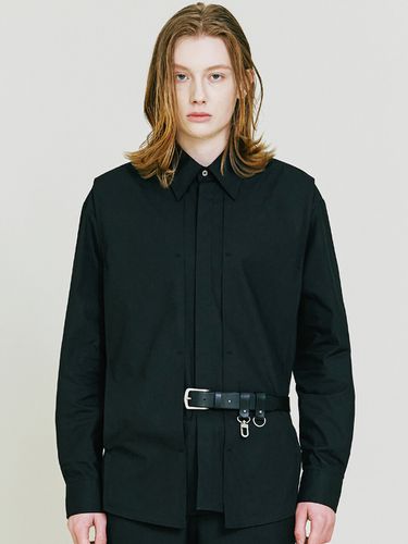 Layered Panel Cotton Shirt Black - S SY - Modalova