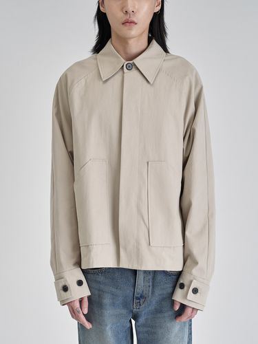 Cropped Hidden Placket Jacket Beige - inexcis - Modalova