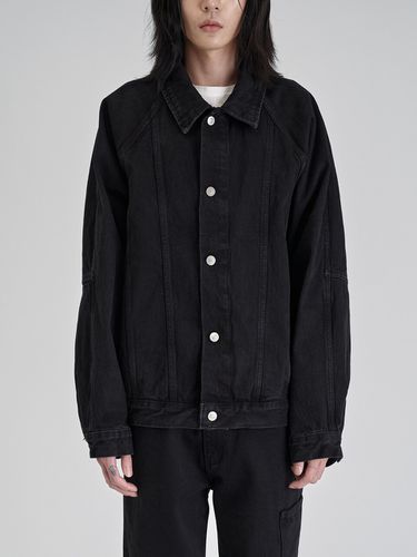 Washed Denim Trucker Jacket Black - inexcis - Modalova