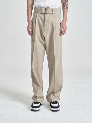 Linen Belted Pants Beige - inexcis - Modalova