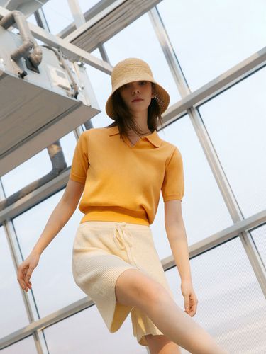 Half Sleeve Collar Knit Top_Tangerine - kotelo - Modalova