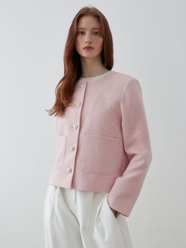 Round Button Tweed Jacket (Pink) - bibyseob - Modalova