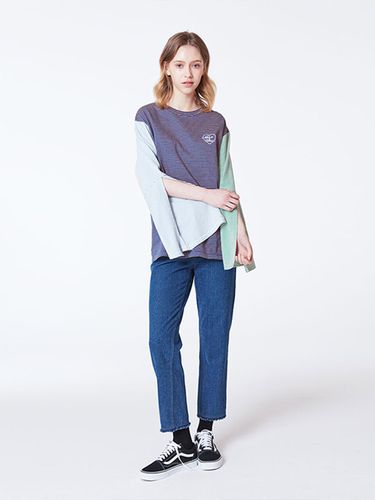 Stripe Combination Slit Sleeves T-shirt - Near&Dear - Modalova