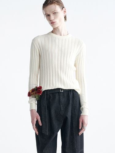 Cotton Stripe Damage Knit - NOIRER - Modalova