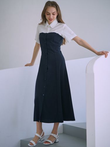 T12-Short Sleeve Dress (Navy) - bibyseob - Modalova