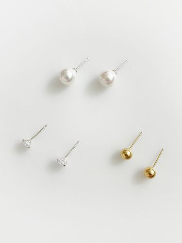 Silver 3 SET Earring - August Harmony - Modalova