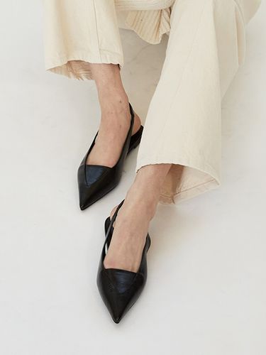 Nana Slingback Flats_Leather Black - blanc sur blanc - Modalova