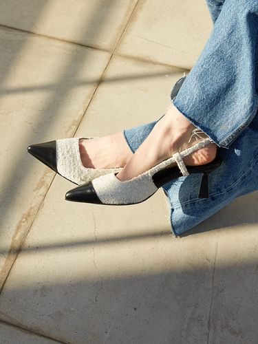 Celia Slingback Pumps_Tweed White - blanc sur blanc - Modalova