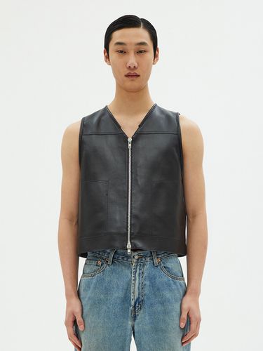 Short Leather Vest Black - ANDROS - Modalova