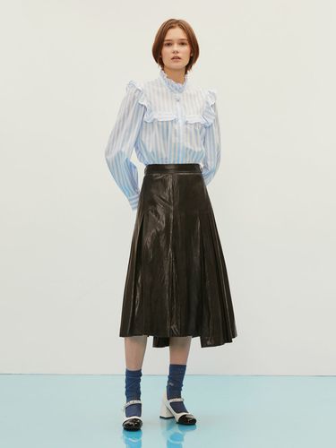 X Y.J KANG] Leather Pleated Long Skirt - a.t.corner - Modalova