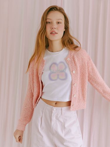 Color Blend Knit Cardigan_Pink - ETMON - Modalova