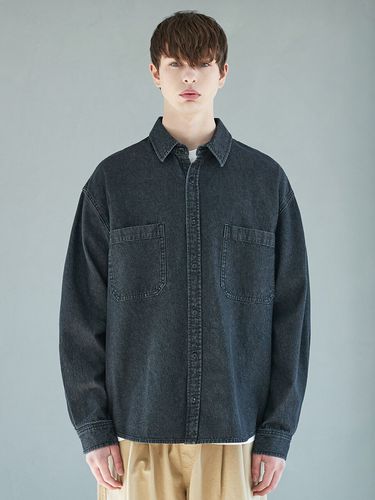 Minimal Oversized Washed Denim Shirt - MINIMAL PROJECT - Modalova