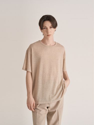 Oversized Linen T-shirt Light Beige - inexcis - Modalova