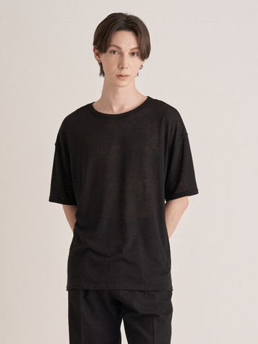 Oversized Linen T-shirt Black - inexcis - Modalova