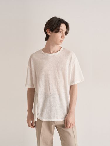 Oversized Linen T-shirt White - inexcis - Modalova