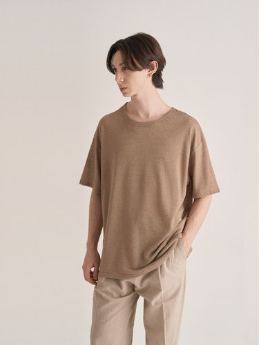 Oversized Linen T-shirt Khaki Beige - inexcis - Modalova