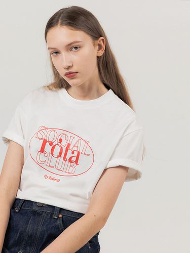 Outline Logo T-Shirt White Red - ROLAROLA - Modalova