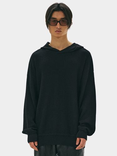 EASY WEAR VISCOSE KNIT HOODIE BLACK - add - Modalova