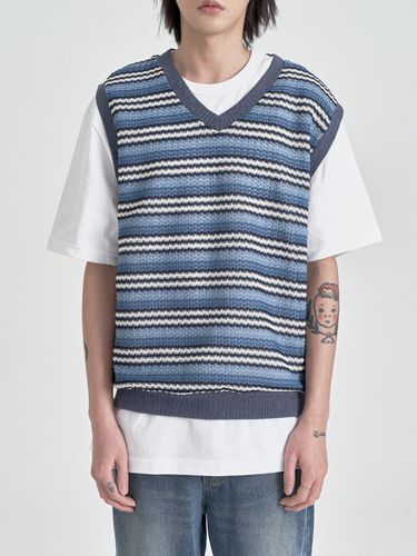 Ethnic Knit Vest Blue - inexcis - Modalova