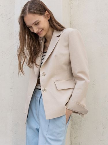 Classic Cotton Tailored Jacket_Beige - DEFEMME - Modalova