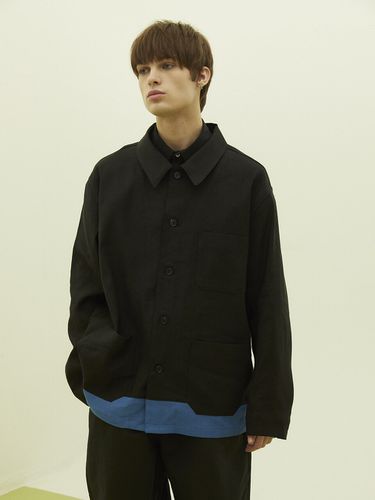 Unisex] Linen Shirt Jacket_Black - HYIIⁿ - Modalova