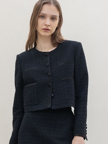 Tweed Silver Pearl Crop Jacket_ - DEFEMME - Modalova