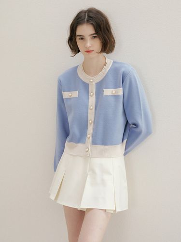 Soft Button Cardigan (Sky Blue) - MORE THAN LIKE - Modalova