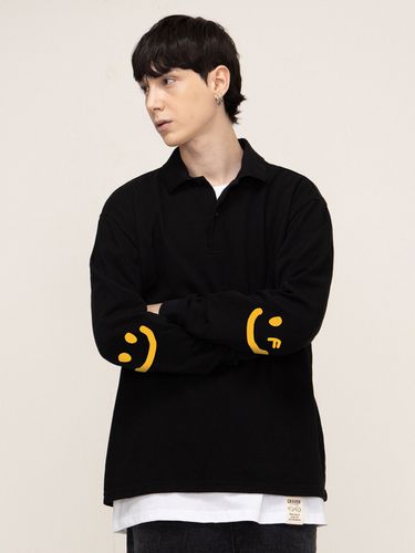 Smiley Face Elbow Long Sleeve Pique Shirt - GRAVER - Modalova