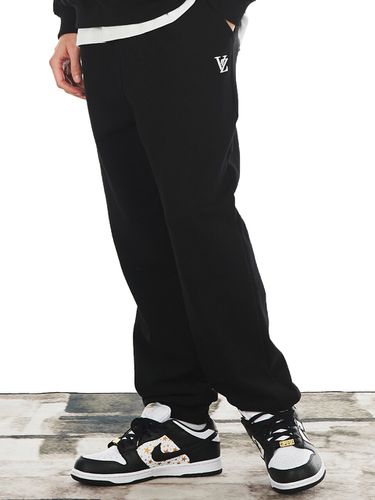 D Monogram Embroidery Ribbed Sweatpants - VARZAR - Modalova