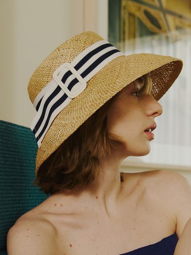 Raffia Buckle Beach Hat - poesiedame - Modalova