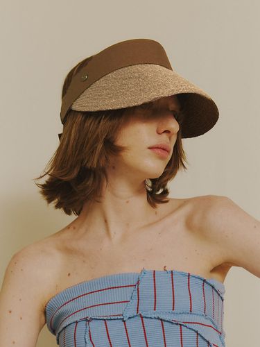 Raffia Sunvisor Hat in Brown - poesiedame - Modalova