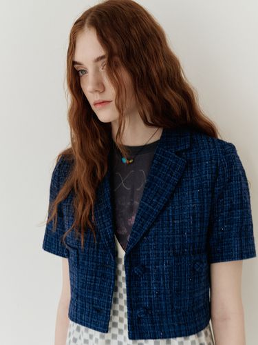 Tweed Crop Jacket_Crystal Navy - ROCCI ROCCI - Modalova