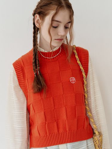 Rose Jacquard Knit Vest_Orange - ROCCI ROCCI - Modalova