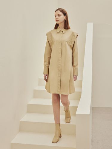 Blake Shoulder Wing Long Shirts Dress_Beige - a.riff - Modalova