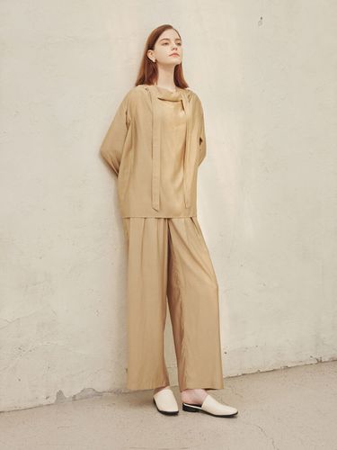 Henna Banding Wide Pants_Beige - a.riff - Modalova