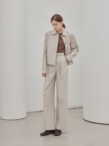 Medison Two Pintuck Wide Pants_Beige - a.riff - Modalova