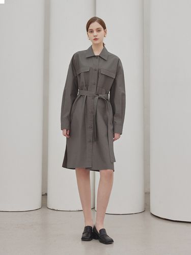 Ray Collar Two Pocket Shirts Dress_Gray - a.riff - Modalova