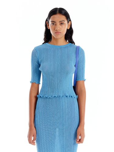 UTIL Pleated Knit Top - Blue - EENK - Modalova